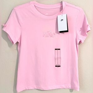 NIKE• baby pink• bow sleeves• coquette T-shirt